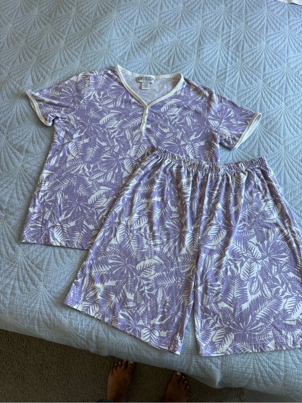 Women's Lavender Tropical Print Pajama Set